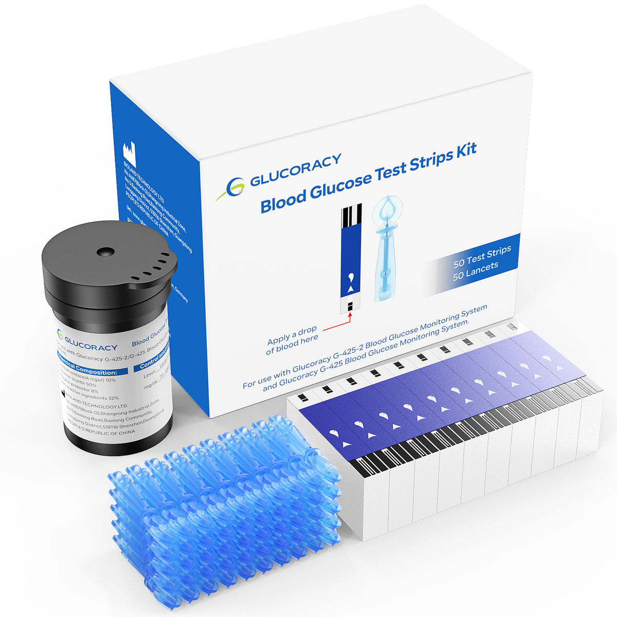50 Test Strips For Glucoracy G-425-2/G-425 (50 Lancets)