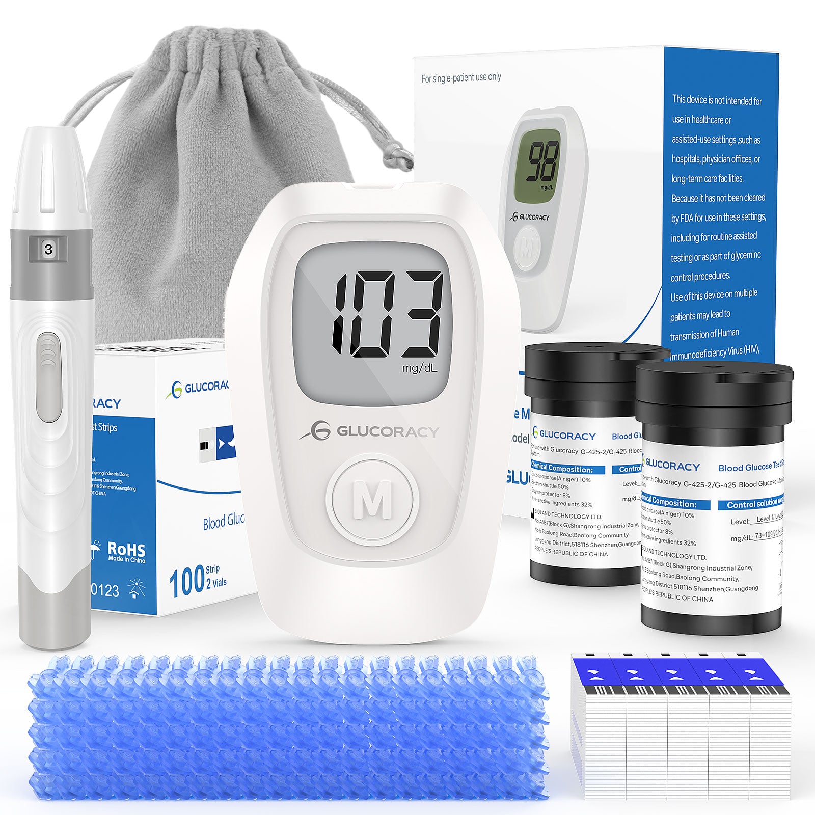 Glucoracy G-425 Kit | 50 test strips
