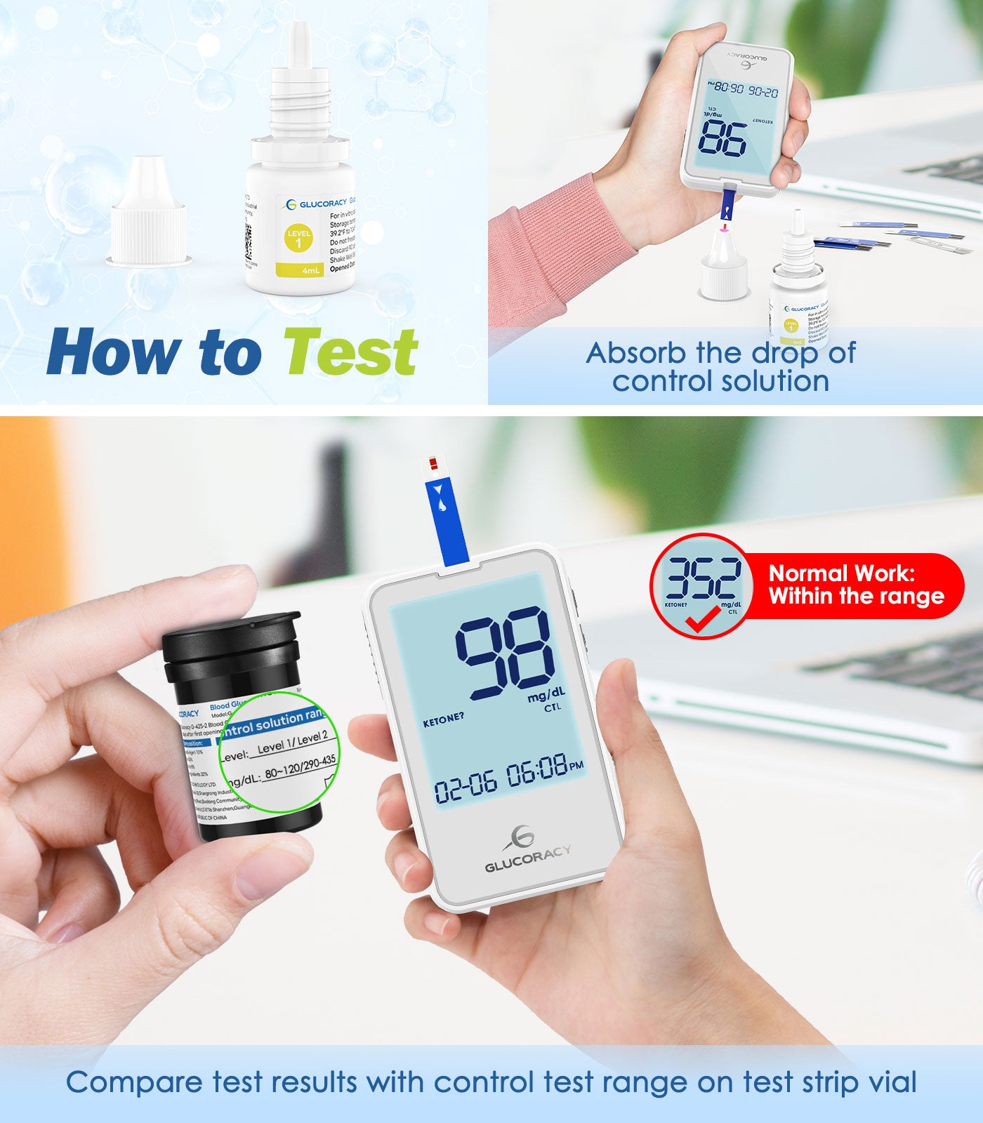 Blood Control Solution For Glucoracy G-425-2/G-425 Meter