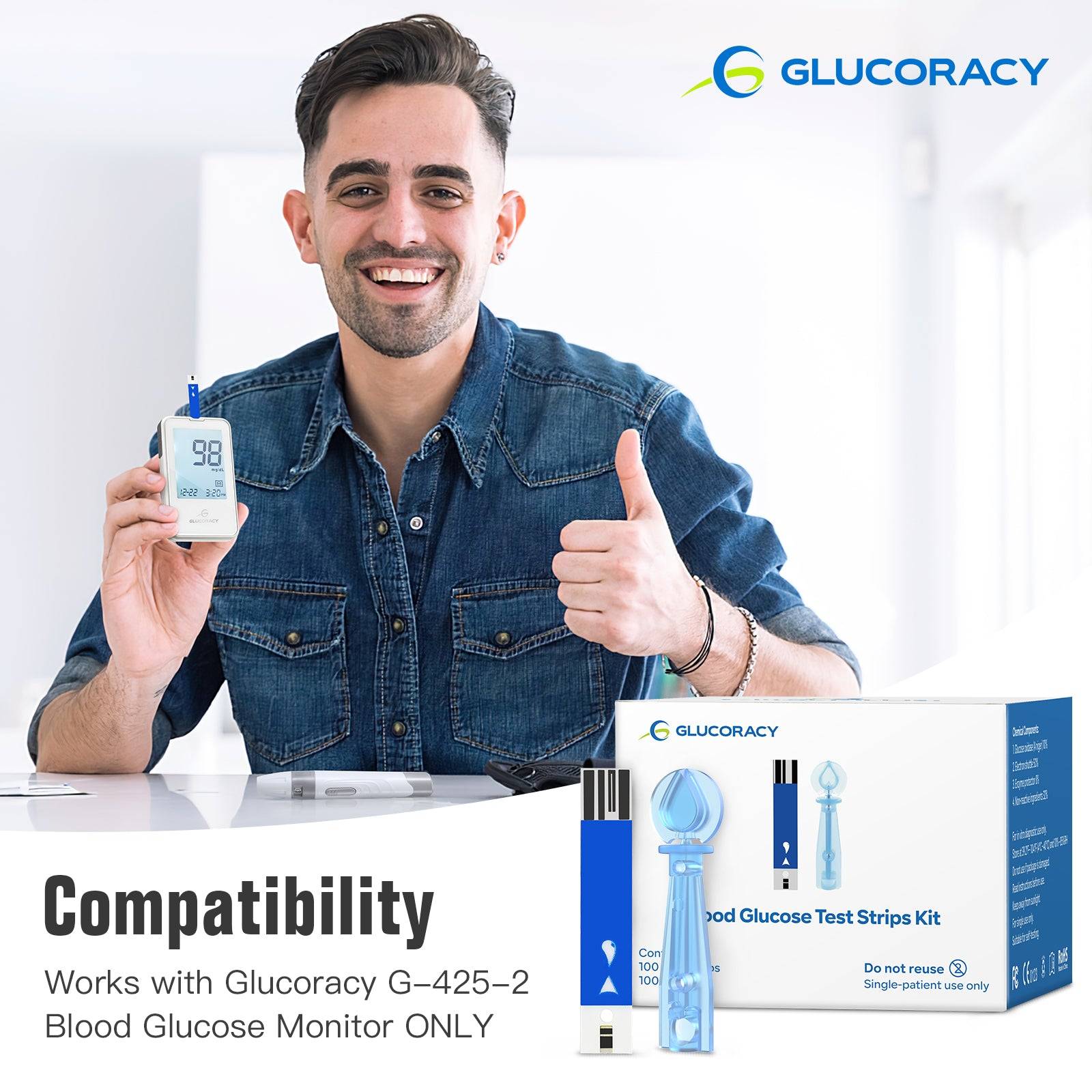 Glucoracy G-425-2 100 Test Strips & Lancets Kit