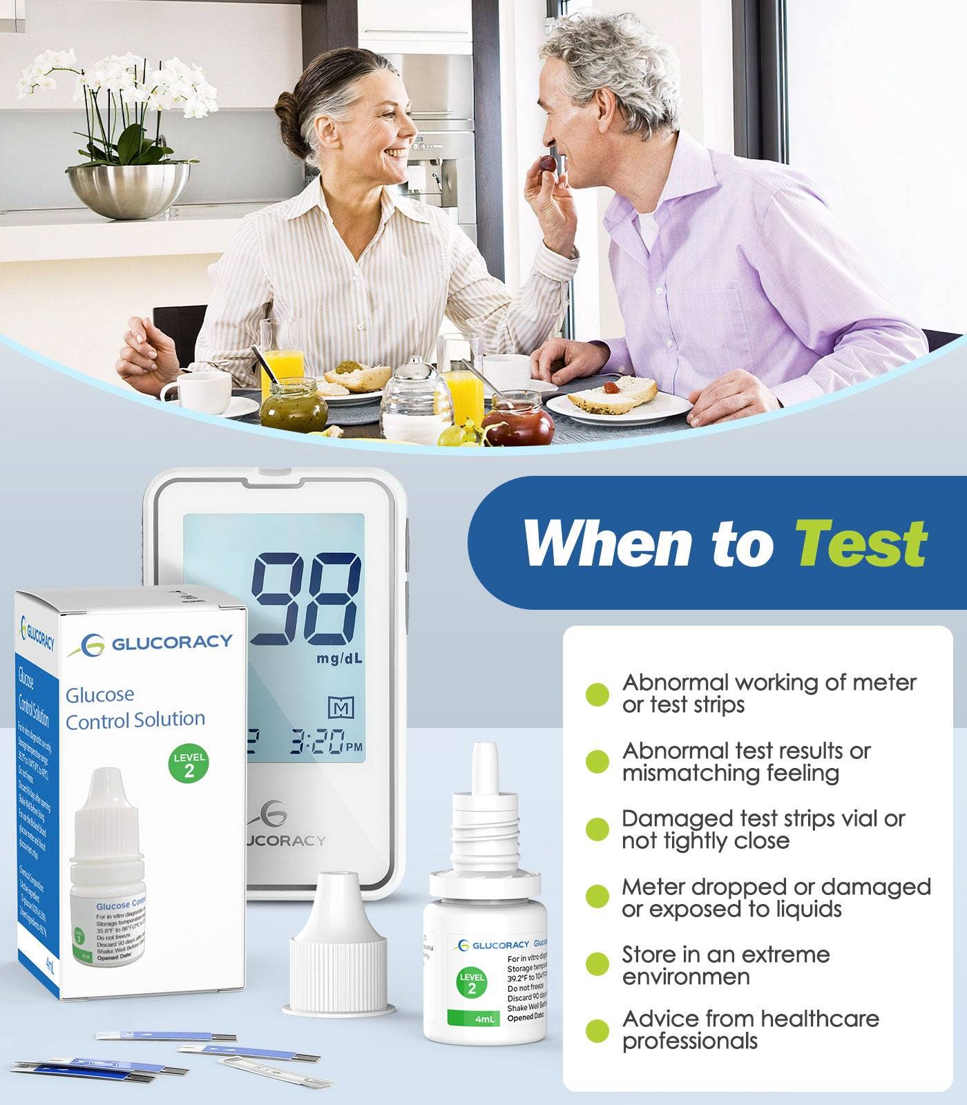 Glucoracy g-425-2 Glucose Control Solution when to test