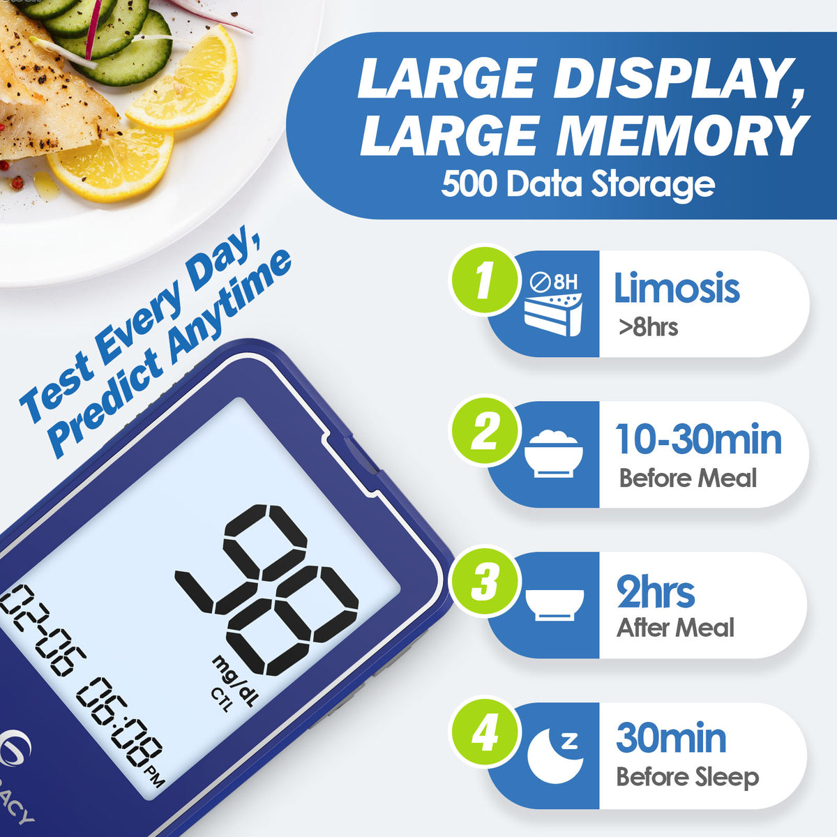 Glucoracy G-425-2 Kit | 100 test strips（BLUE）