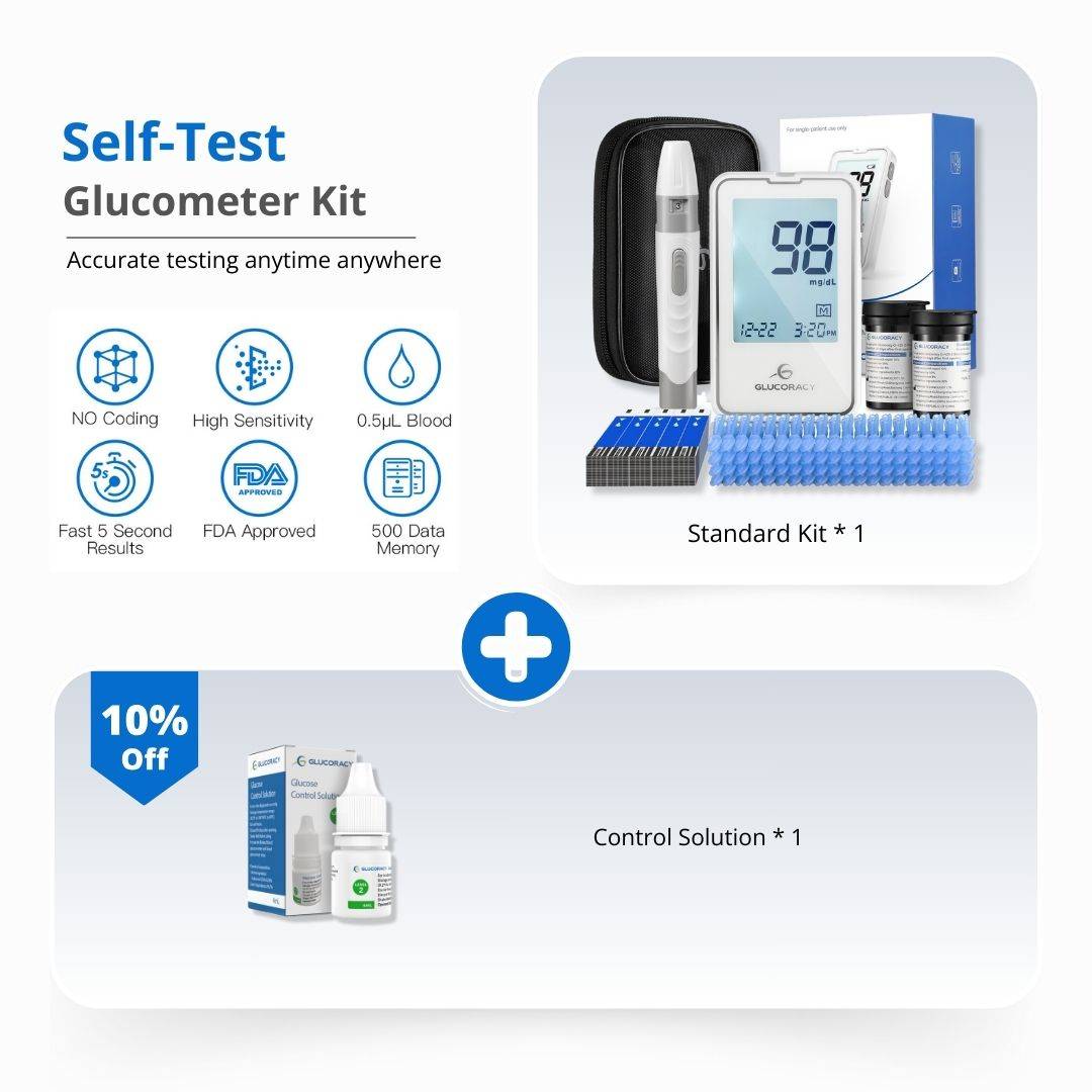 Glucoracy G-425-2 Glucose Monitor bundle with Blood Control Solution 