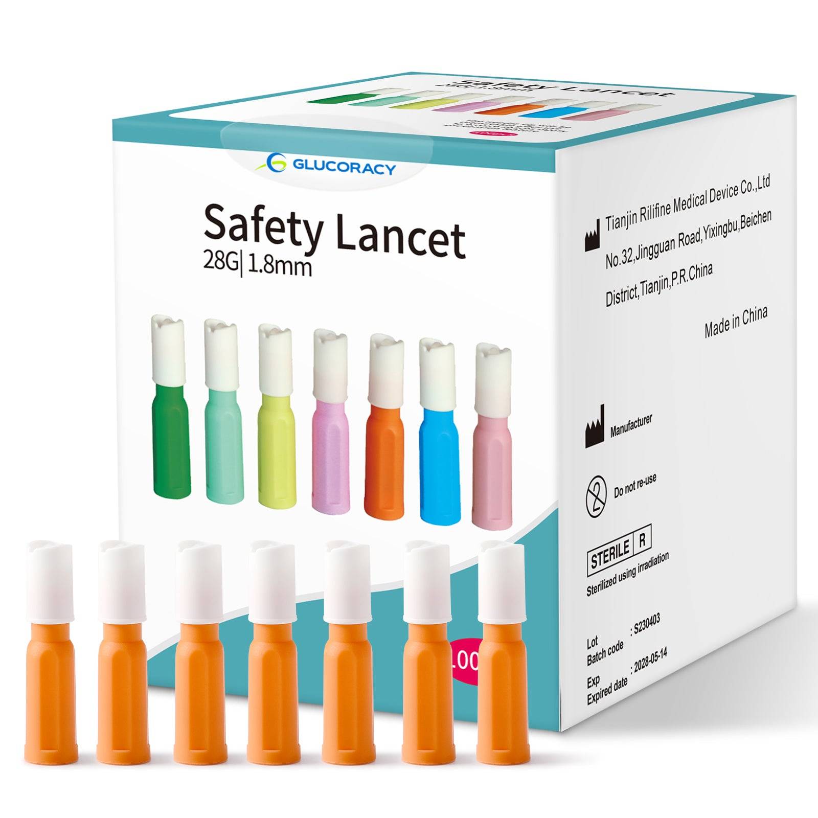 Glucoracy Safety Lancets Orange 100 Count